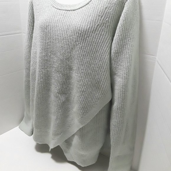 Banana Republic Wool Blend Popover Knit Sweater Butterfly Front Dusty Aqua XL - Picture 3 of 13